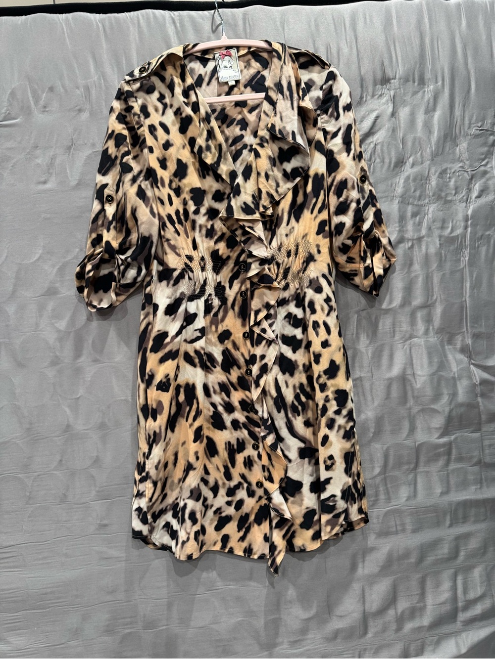 Yoana Baraschi Leopard-Print Midi Dress in Tan and Black